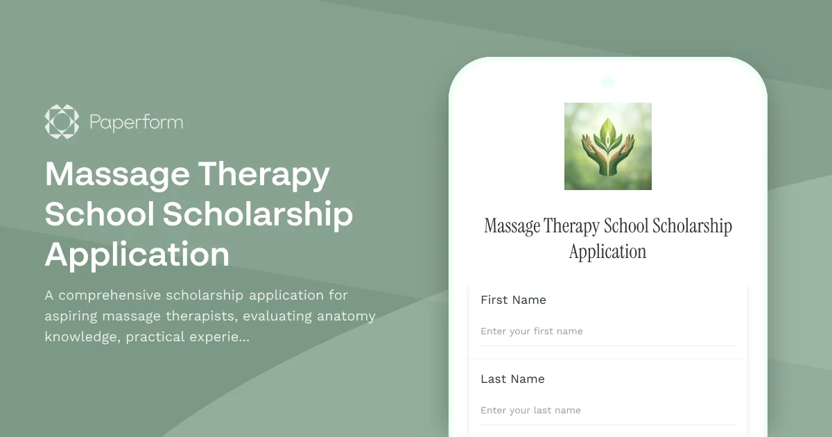 Massage Therapy School Scholarship Application