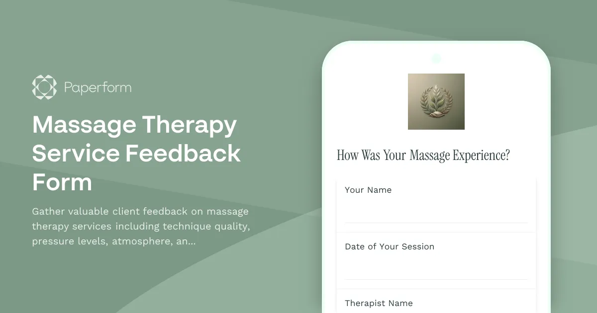 Massage Therapy Service Feedback Form