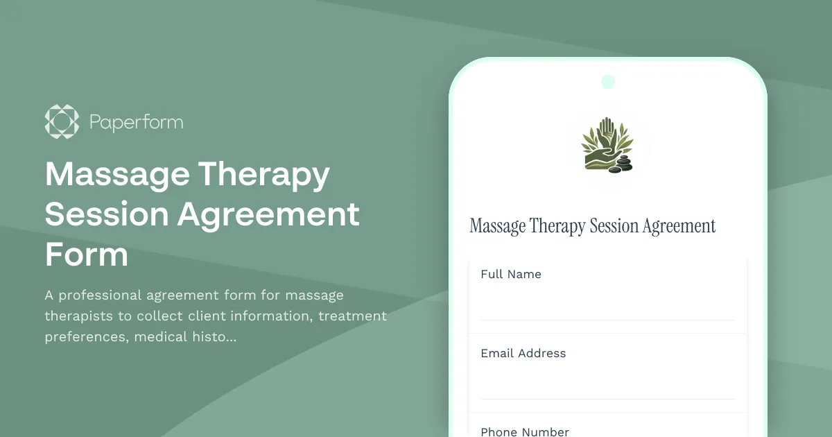 Massage Therapy Session Agreement Form