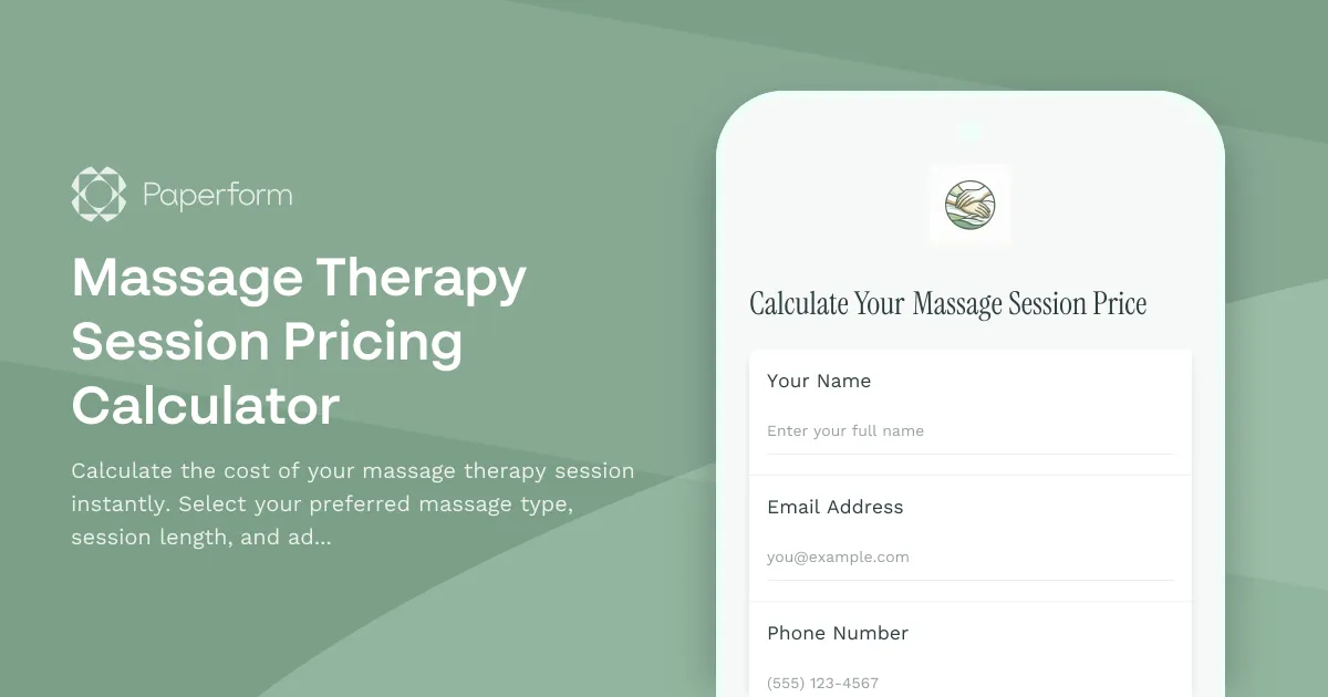 Massage Therapy Session Pricing Calculator