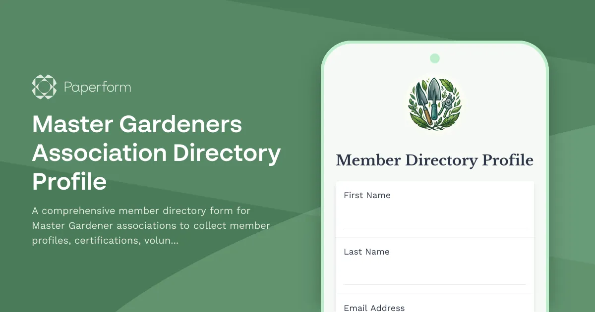 Master Gardeners Association Directory Profile