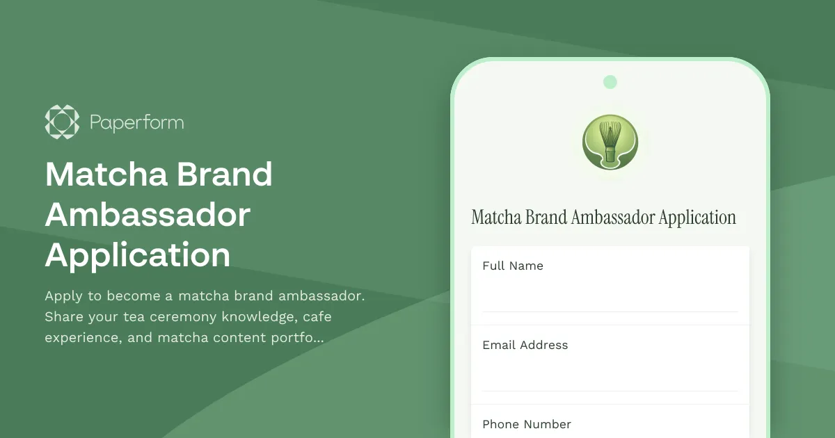 Matcha Brand Ambassador Application