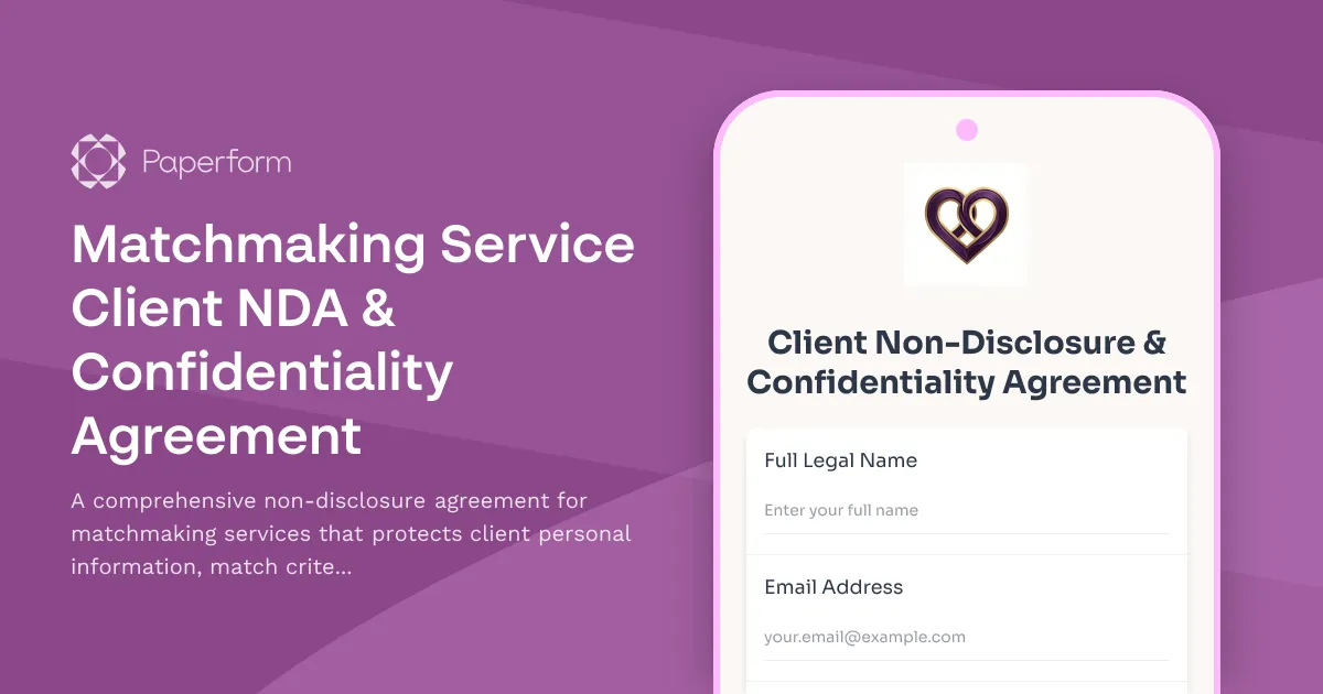 Matchmaking Service Client NDA & Confidentiality Agreement