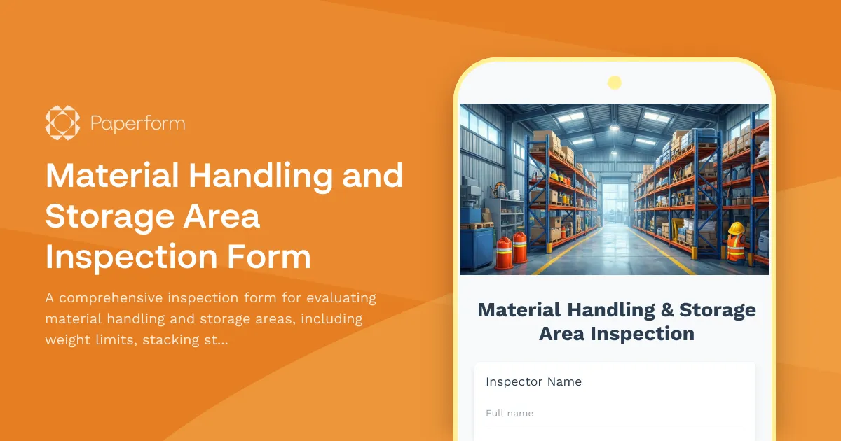 Material Handling and Storage Area Inspection Form