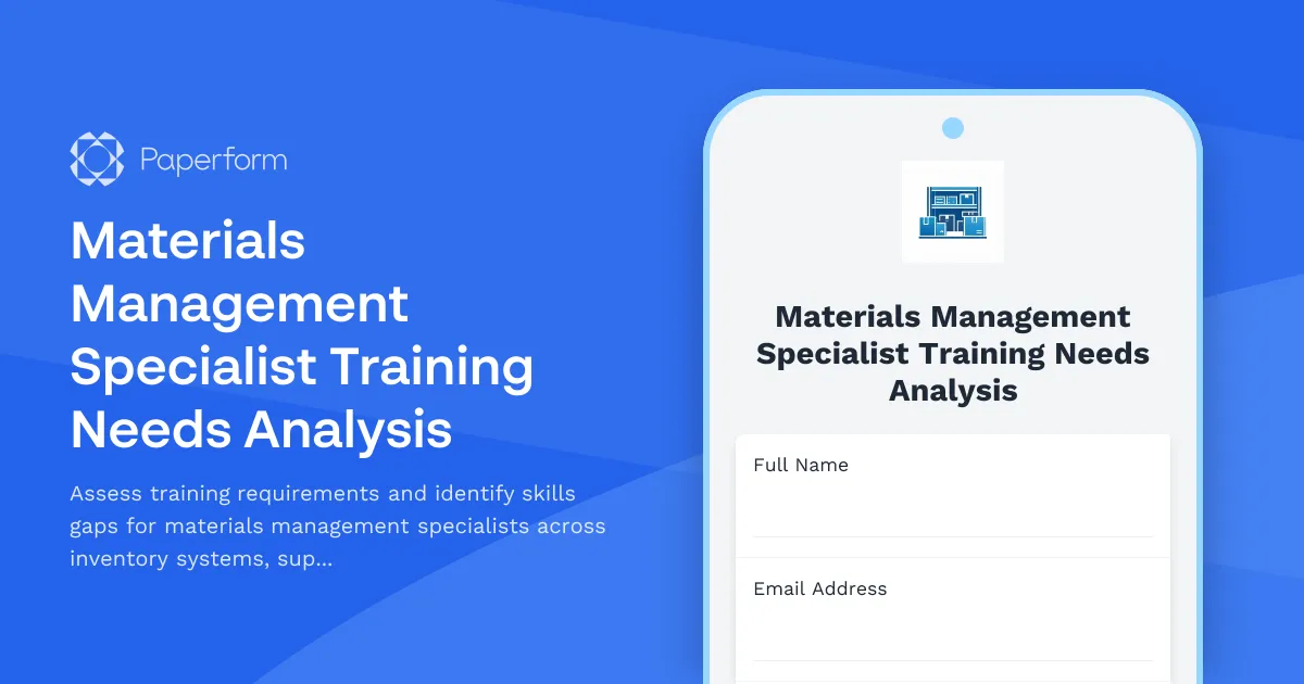 Materials Management Specialist Training Needs Analysis