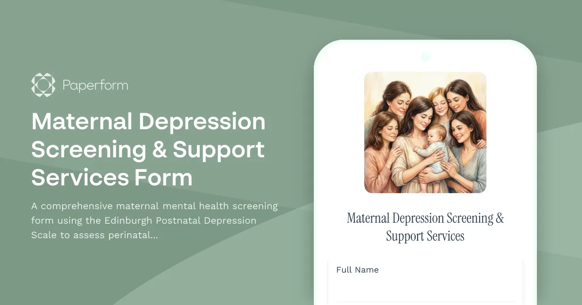 Maternal Depression Screening & Support Services Form
