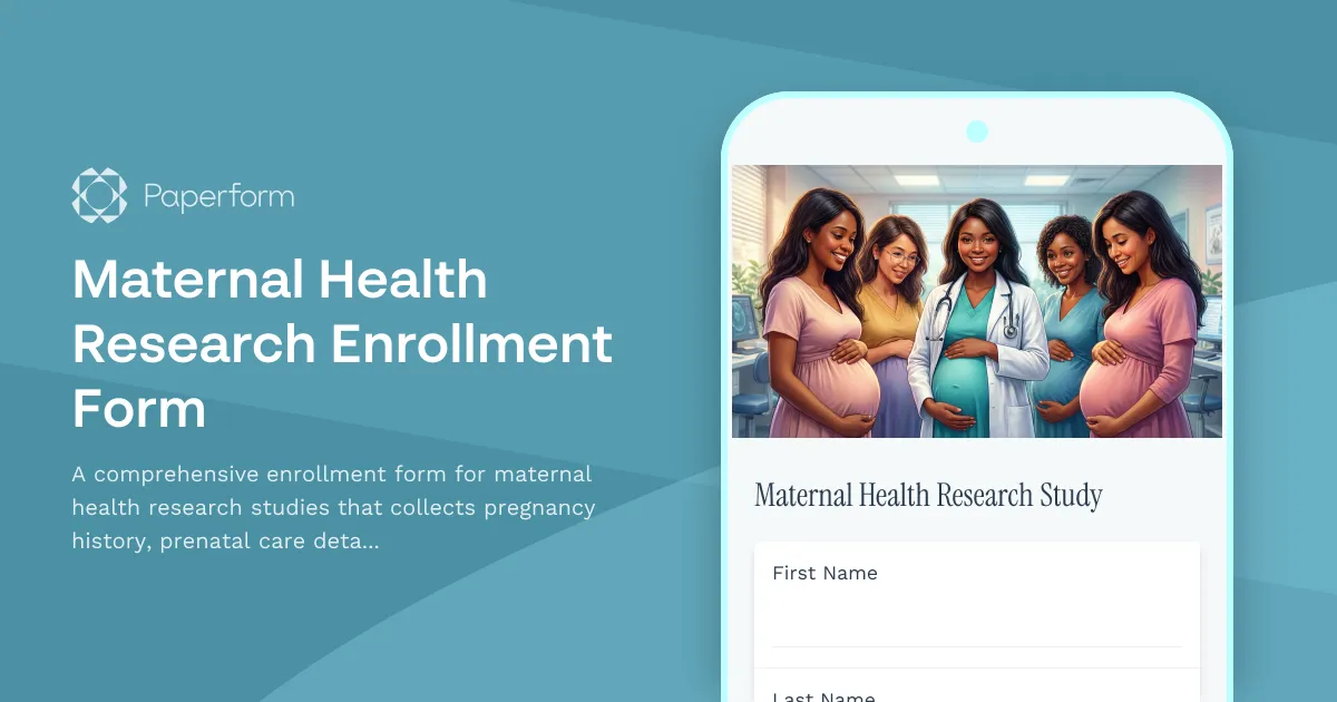 Maternal Health Research Enrollment Form