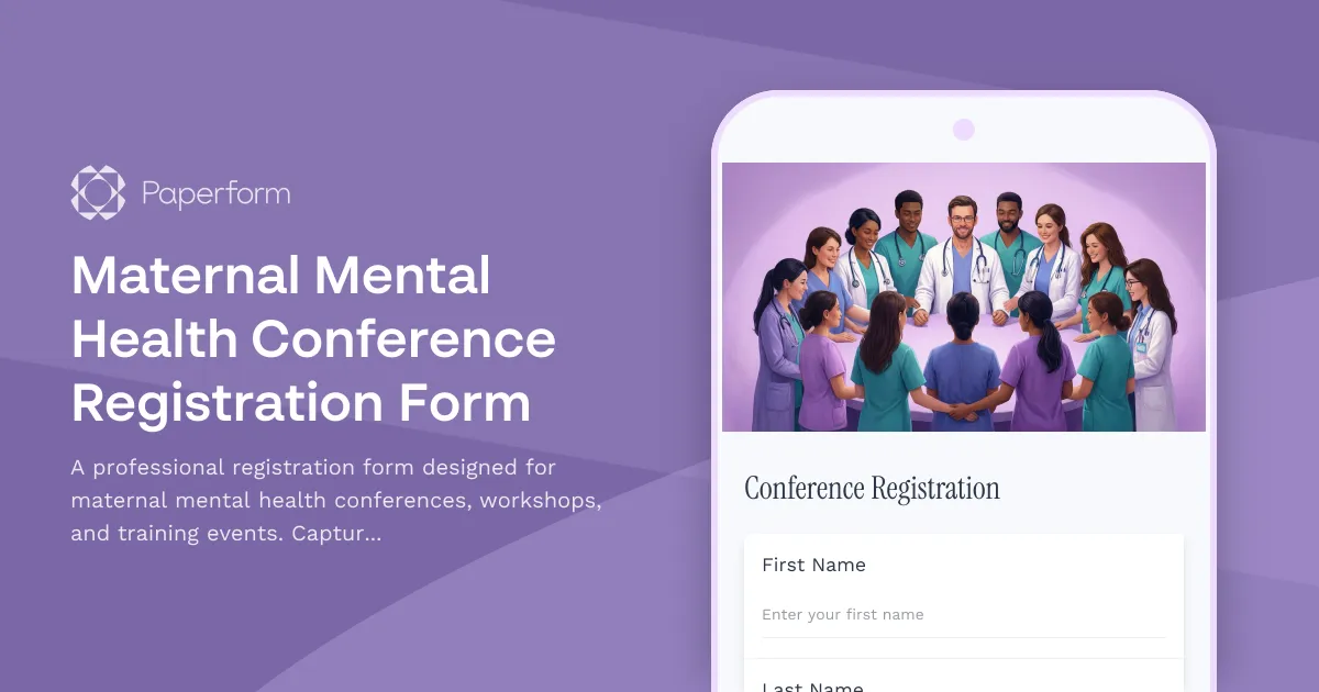 Maternal Mental Health Conference Registration Form