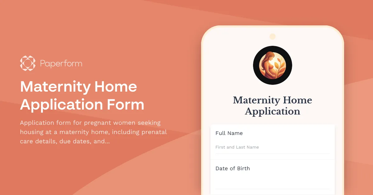 Maternity Home Application Form