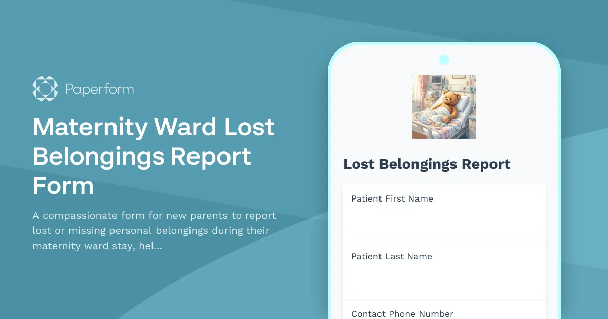 Maternity Ward Lost Belongings Report Form