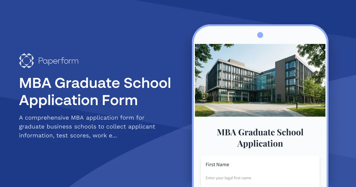 MBA Graduate School Application Form
