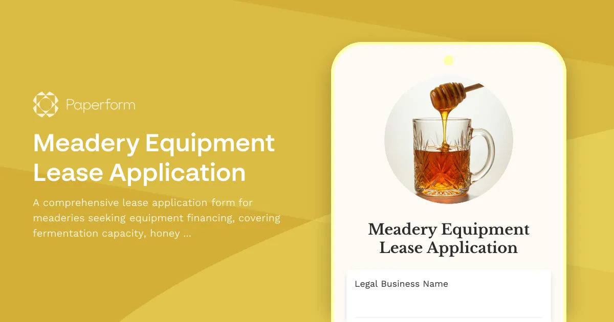 Meadery Equipment Lease Application