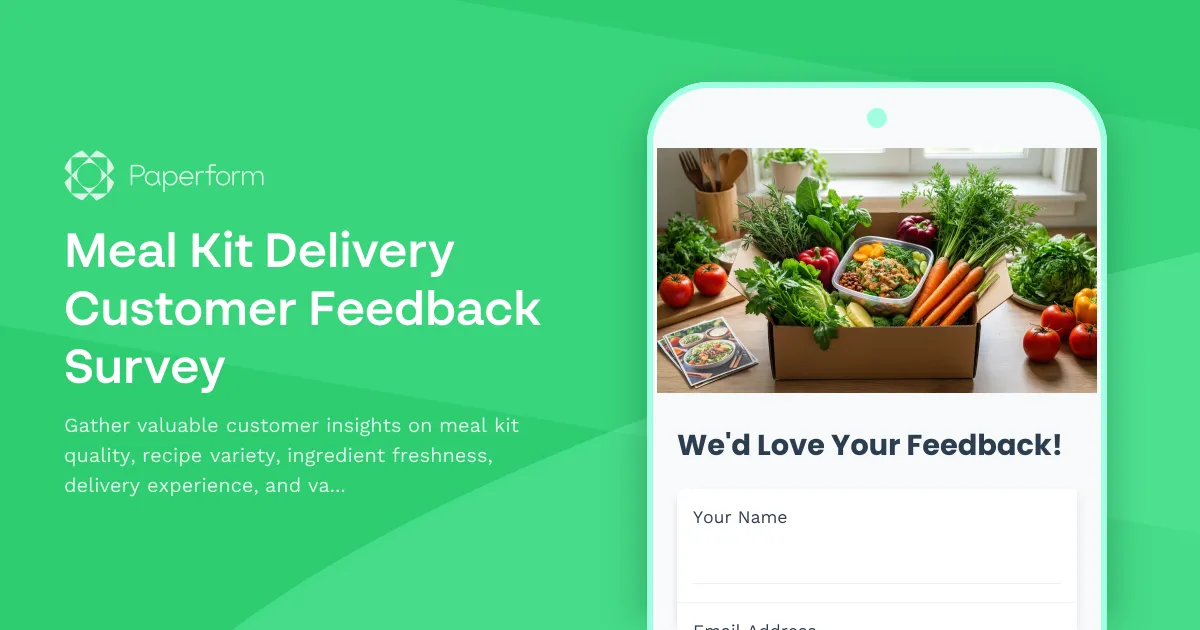 Meal Kit Delivery Customer Feedback Survey