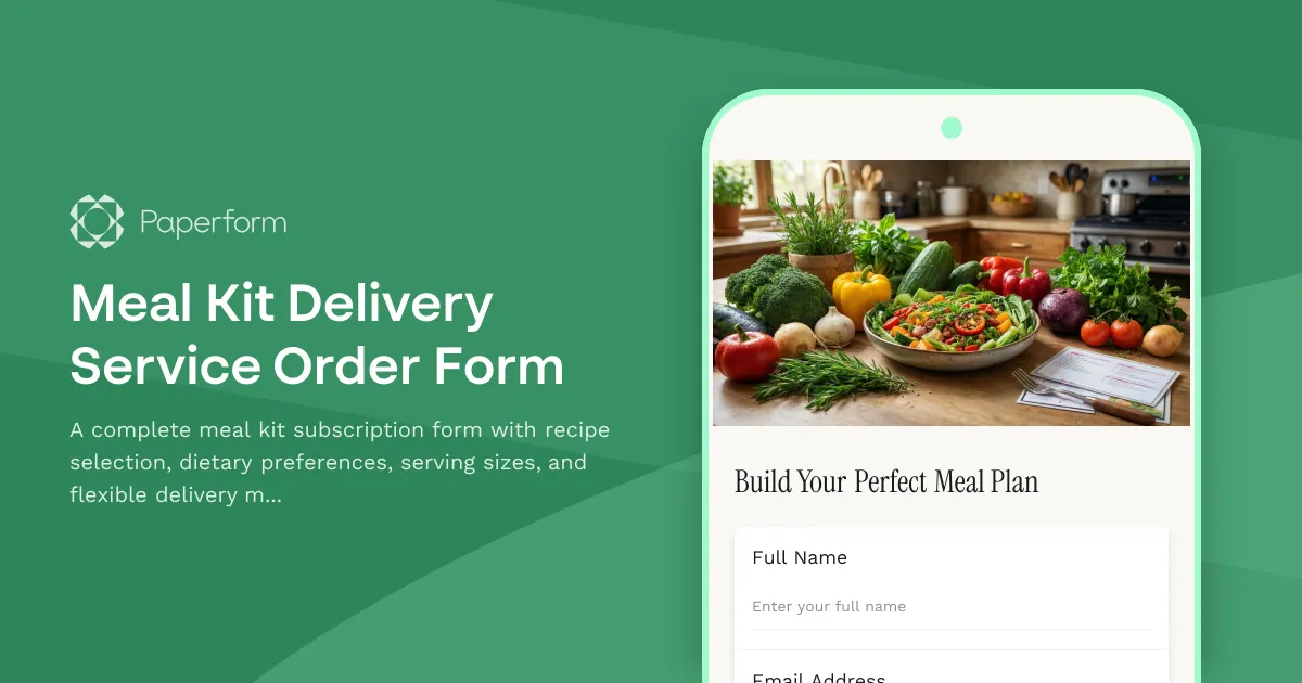 Meal Kit Delivery Service Order Form