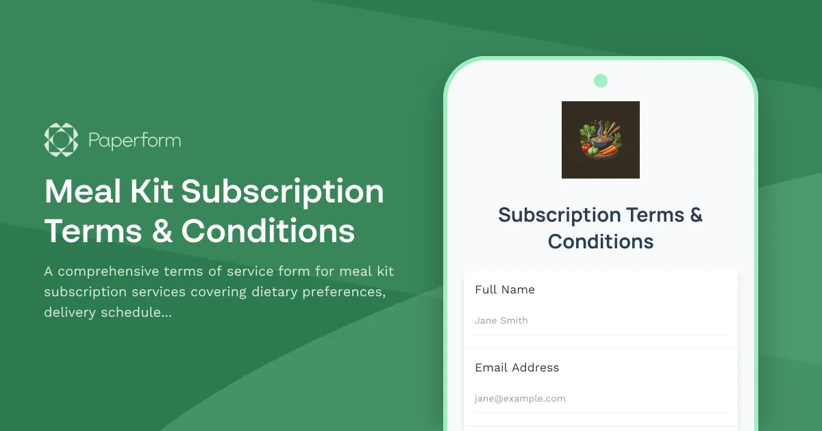 Meal Kit Subscription Terms & Conditions