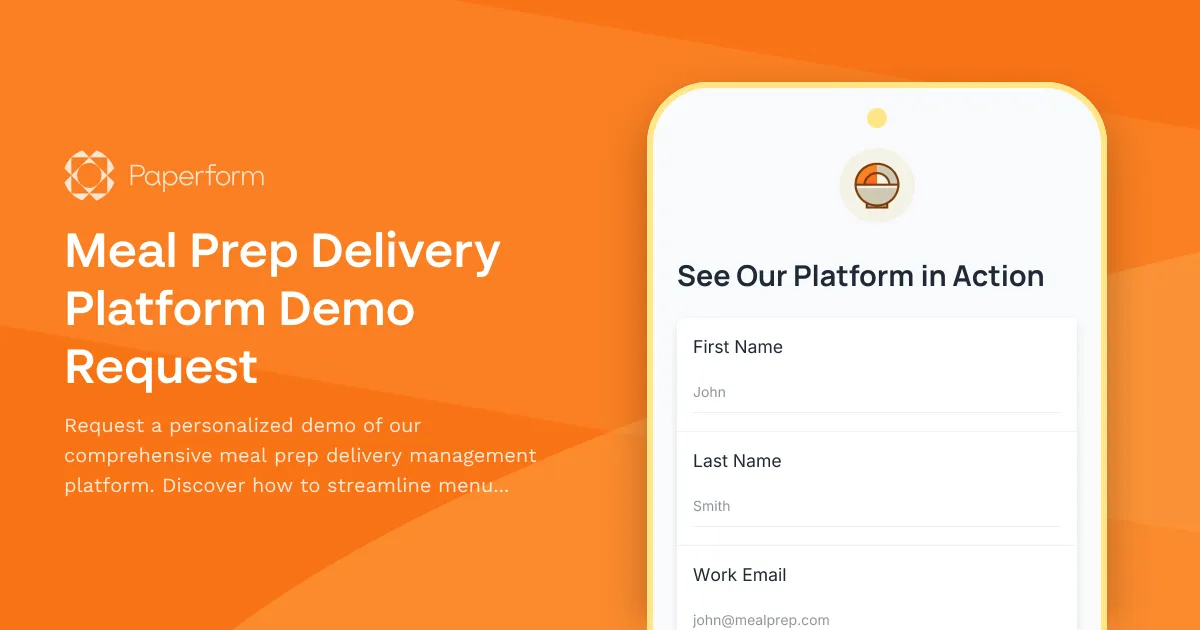 Meal Prep Delivery Platform Demo Request