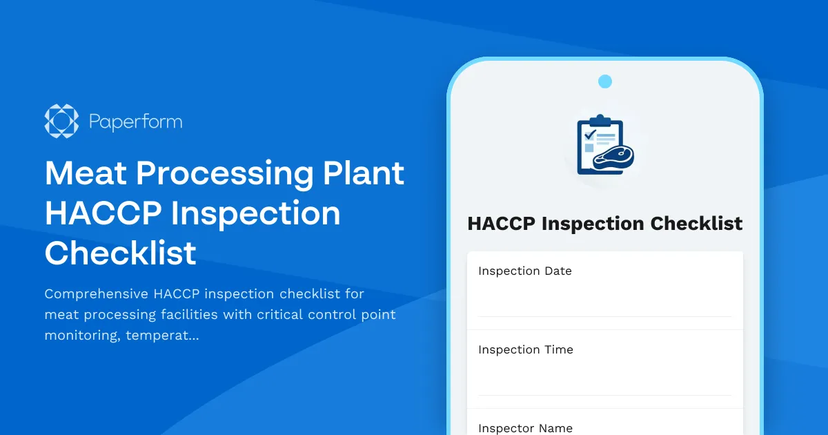 Meat Processing Plant HACCP Inspection Checklist