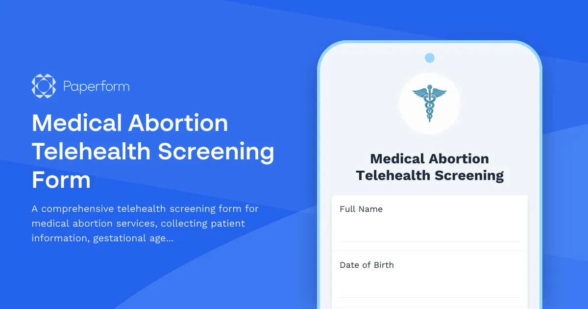 Medical Abortion Telehealth Screening Form