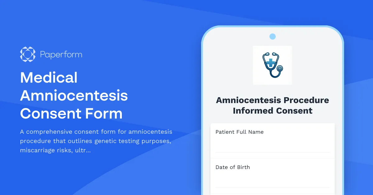 Medical Amniocentesis Consent Form