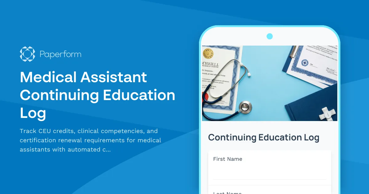 Medical Assistant Continuing Education Log