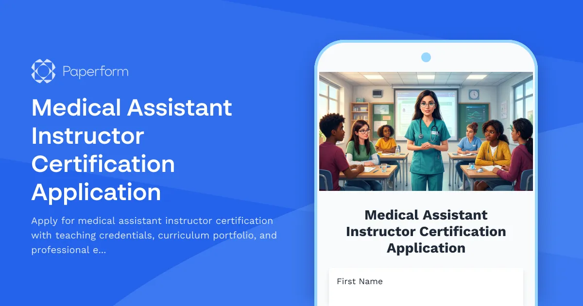 Medical Assistant Instructor Certification Application
