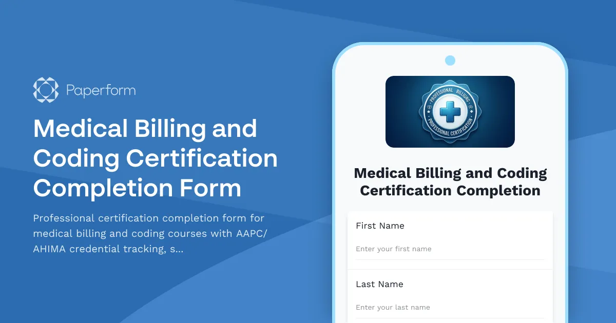 Medical Billing and Coding Certification Completion Form