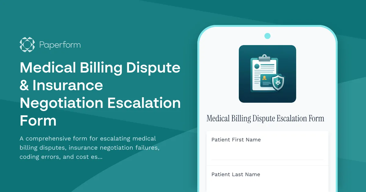 Medical Billing Dispute & Insurance Negotiation Escalation Form