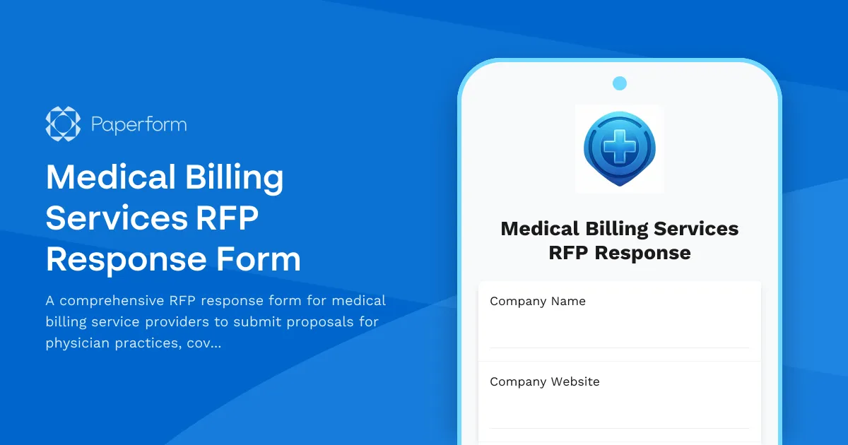 Medical Billing Services RFP Response Form