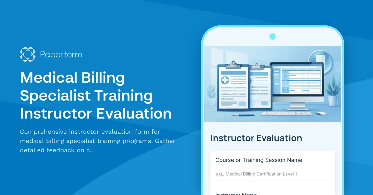 Medical Billing Specialist Training Instructor Evaluation
