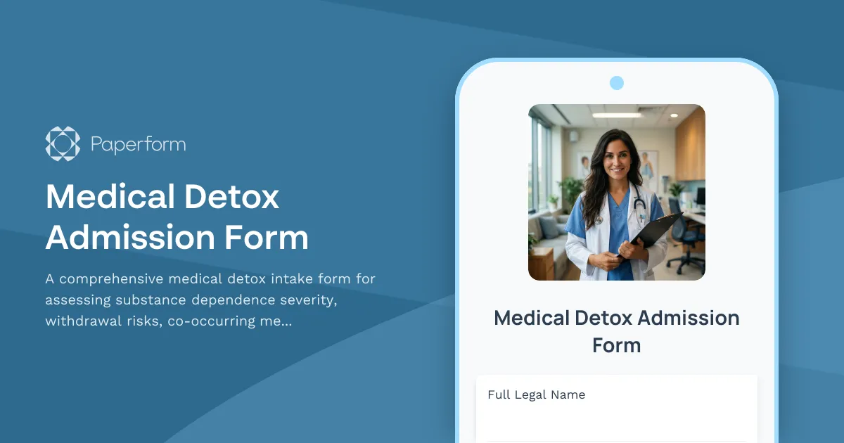 Medical Detox Admission Form