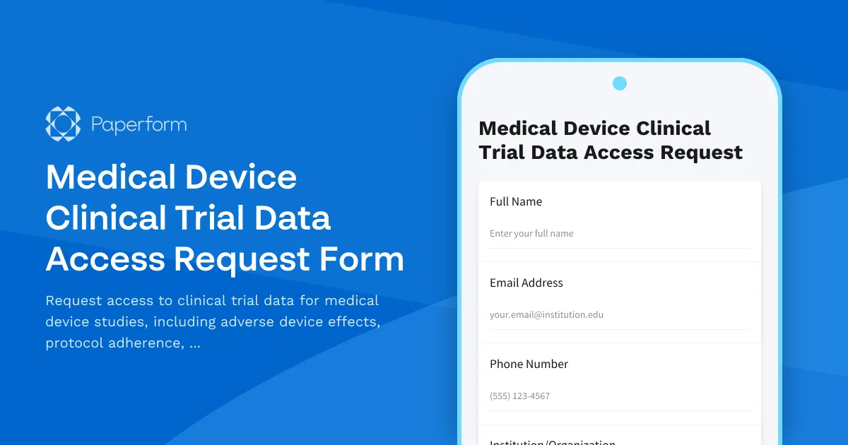 Medical Device Clinical Trial Data Access Request Form