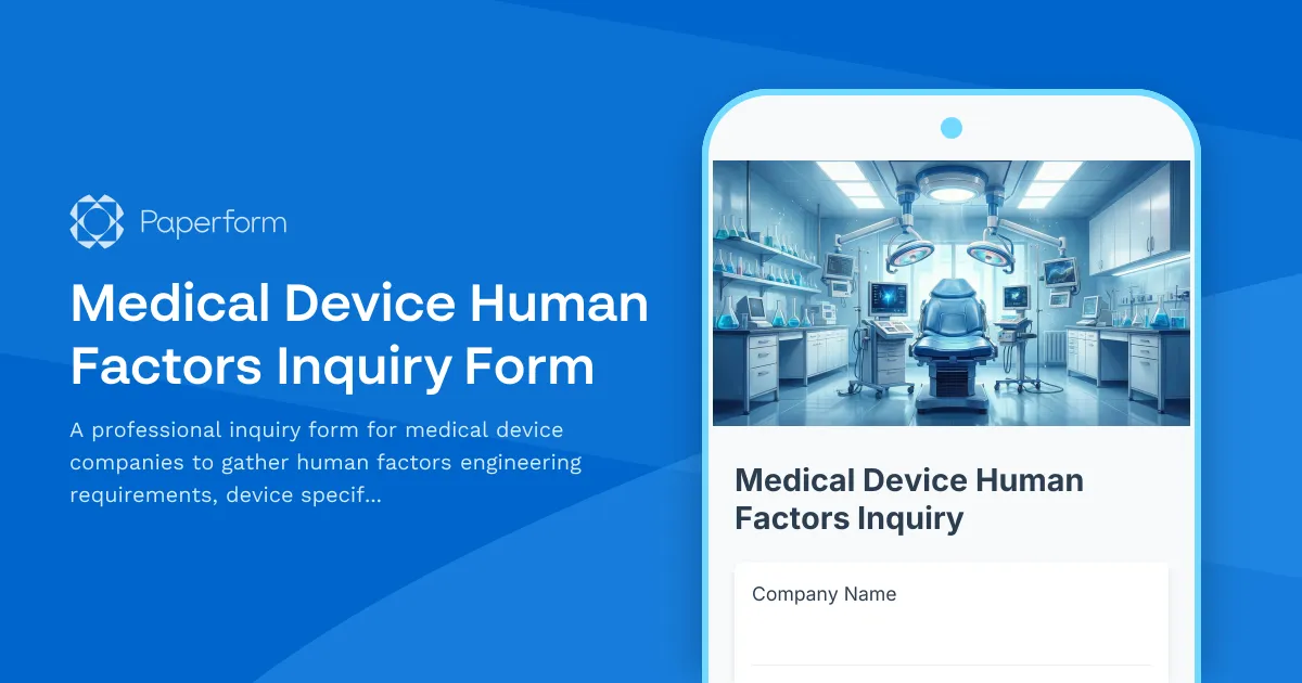 Medical Device Human Factors Inquiry Form
