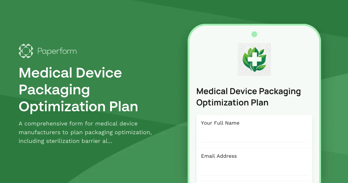 Medical Device Packaging Optimization Plan