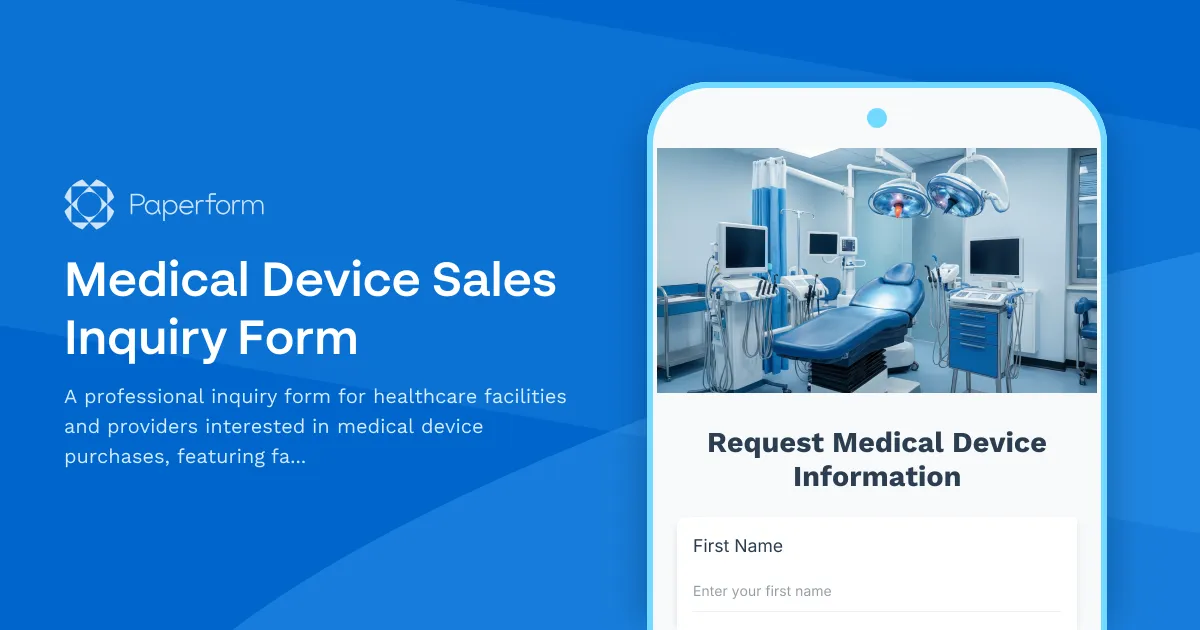 Medical Device Sales Inquiry Form