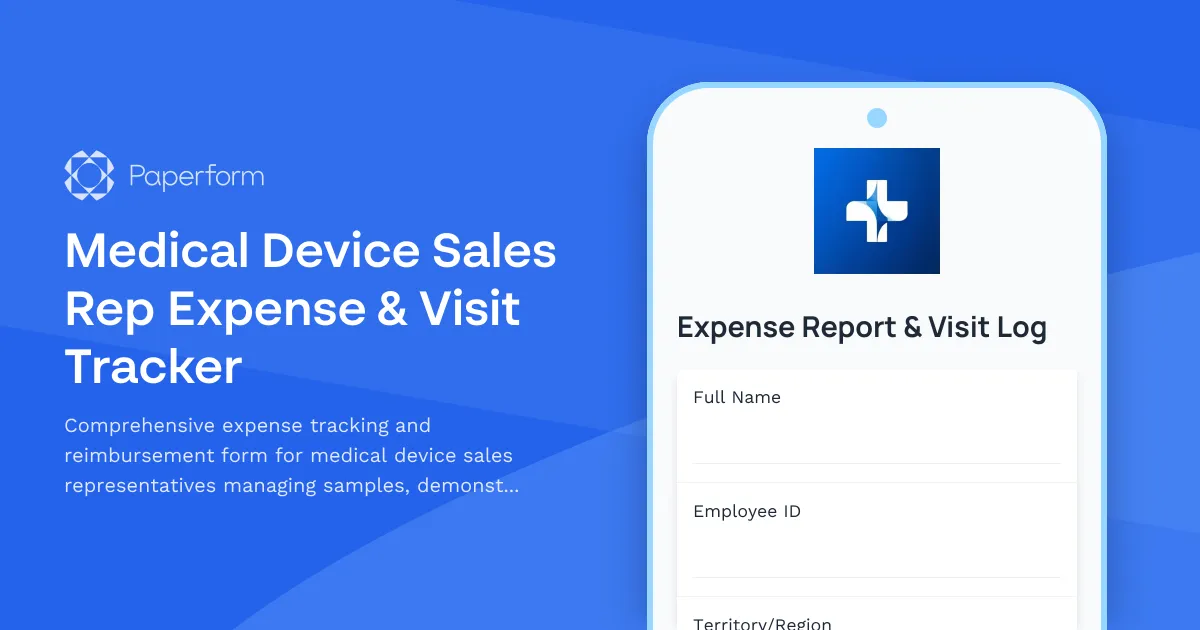 Medical Device Sales Rep Expense & Visit Tracker