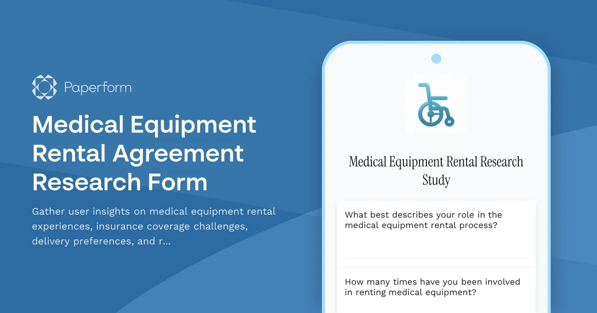 Medical Equipment Rental Agreement Research Form