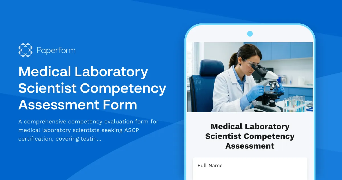 Medical Laboratory Scientist Competency Assessment Form