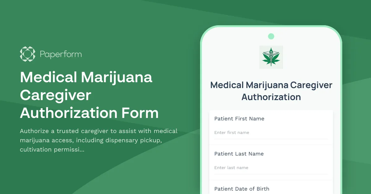 Medical Marijuana Caregiver Authorization Form