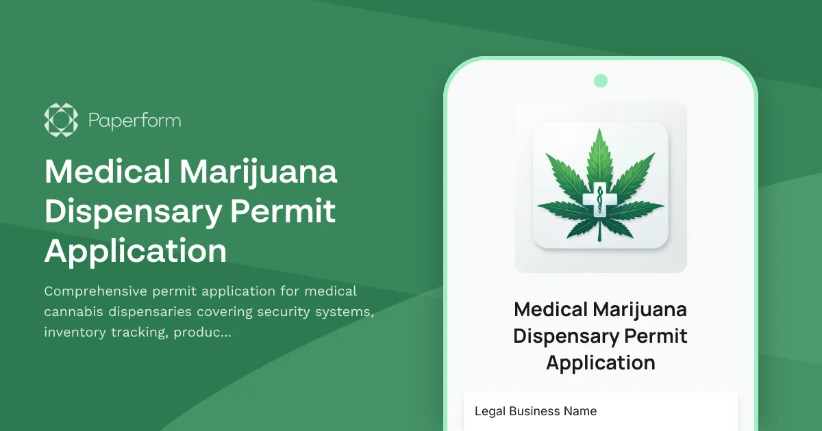 Medical Marijuana Dispensary Permit Application