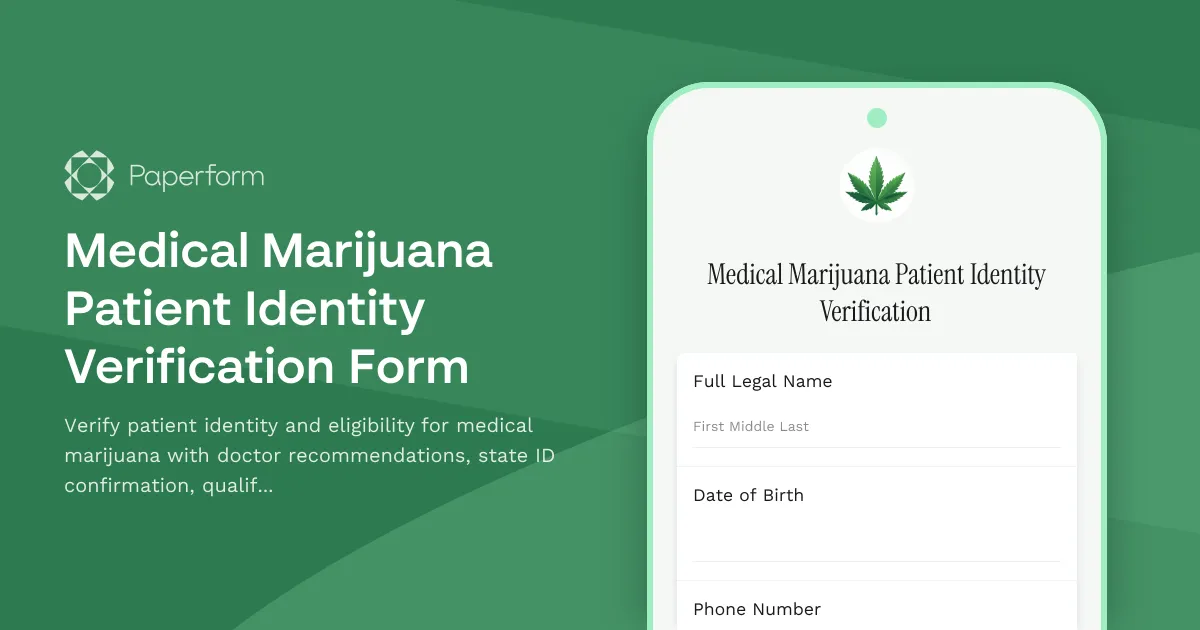 Medical Marijuana Patient Identity Verification Form
