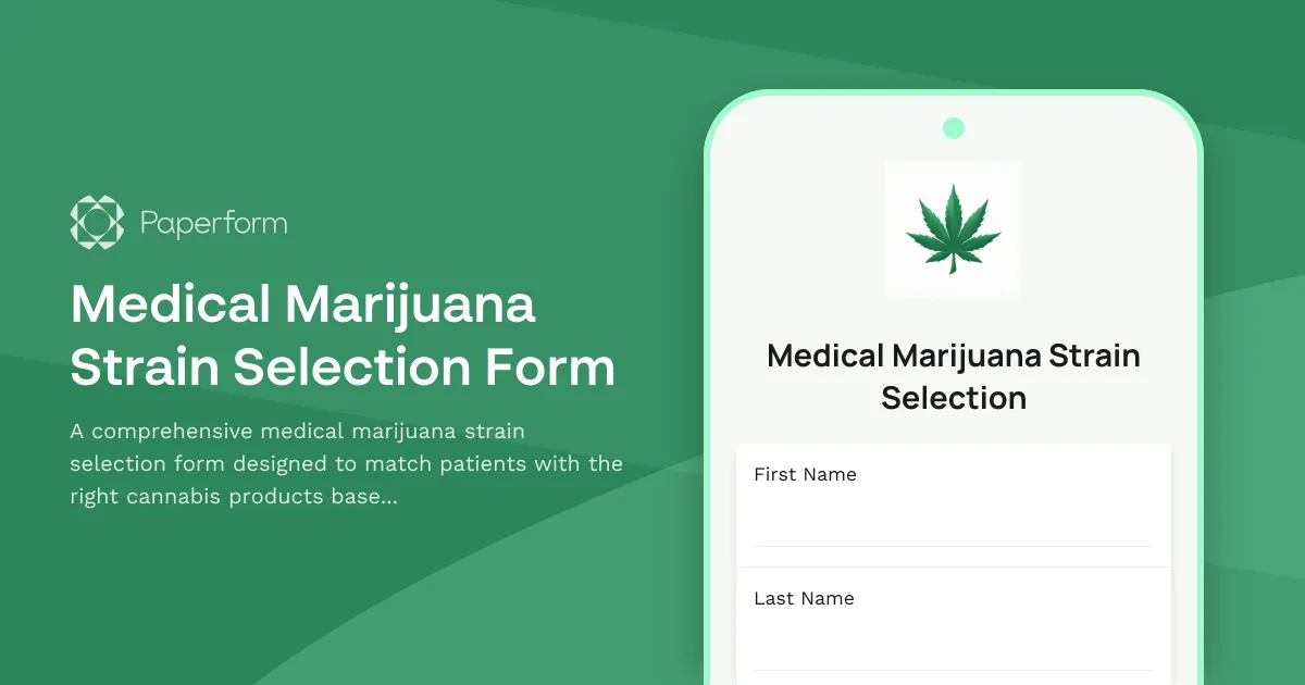 Medical Marijuana Strain Selection Form