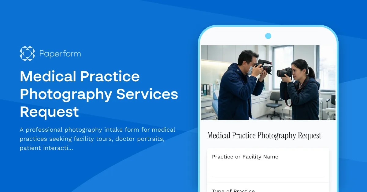 Medical Practice Photography Services Request