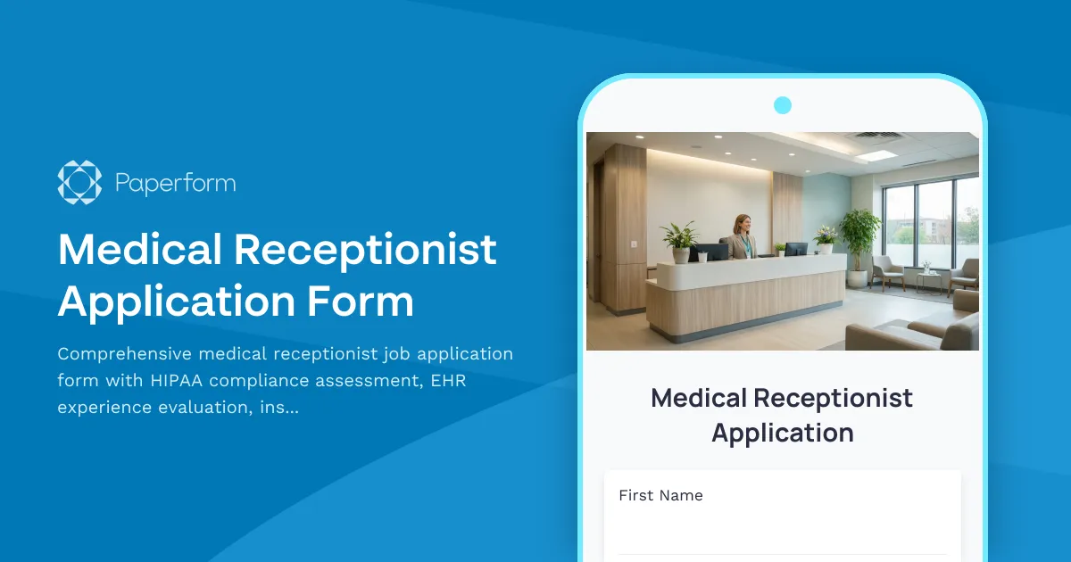 Medical Receptionist Application Form