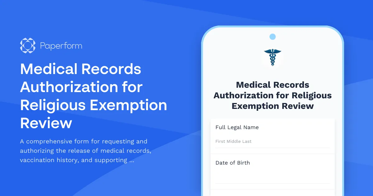 Medical Records Authorization for Religious Exemption Review