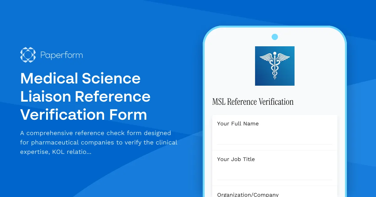 Medical Science Liaison Reference Verification Form