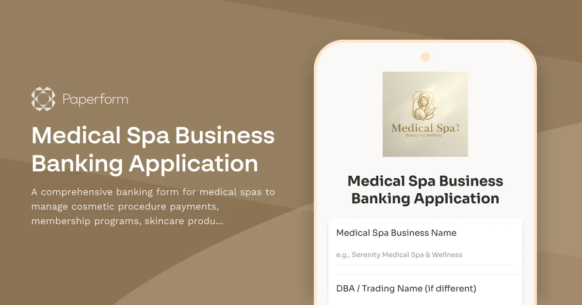 Medical Spa Business Banking Application