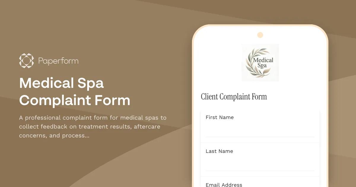 Medical Spa Complaint Form