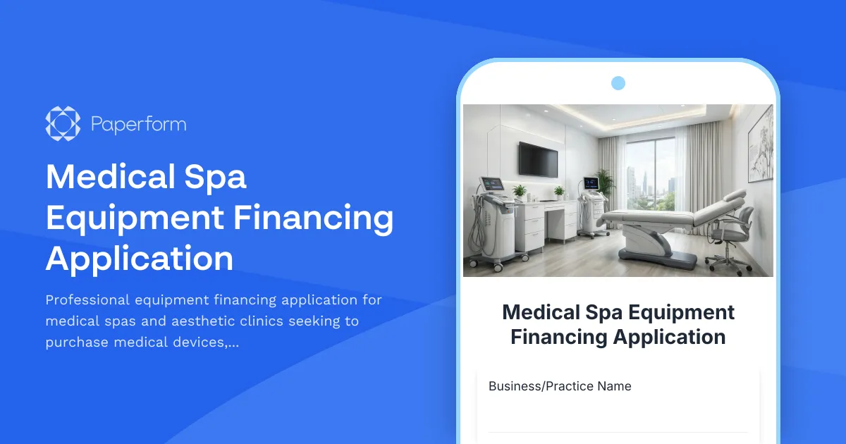 Medical Spa Equipment Financing Application