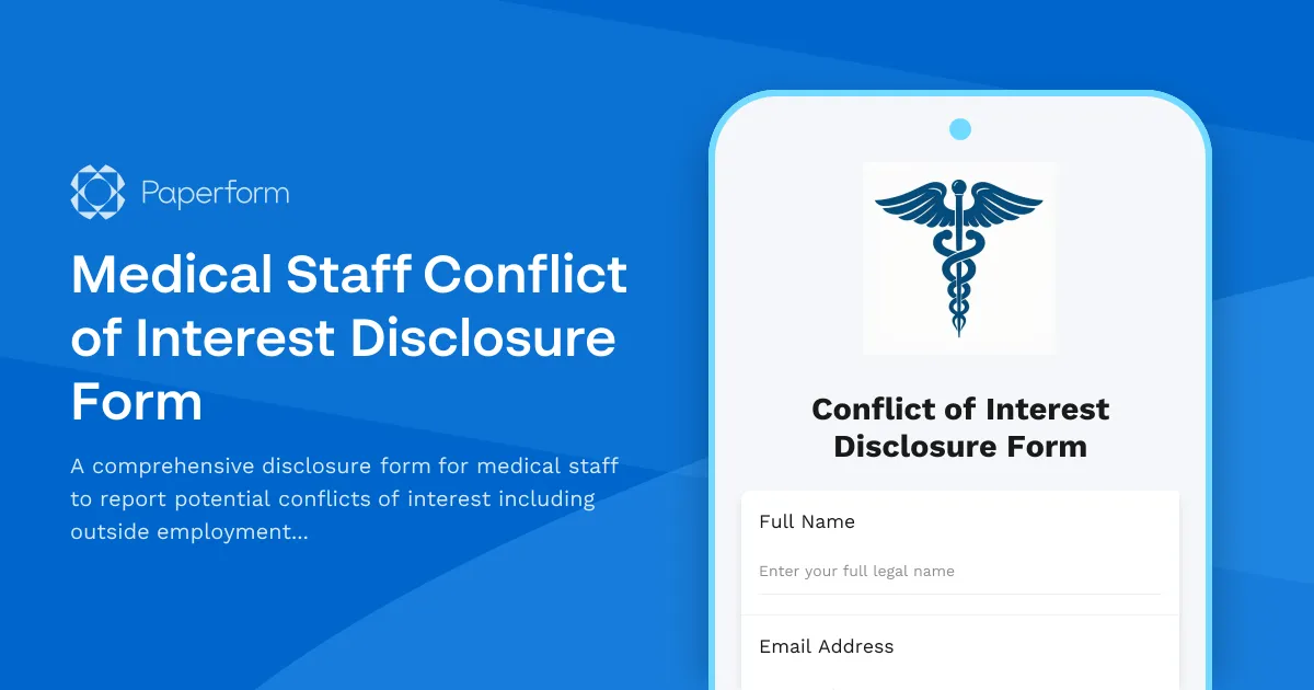 Medical Staff Conflict of Interest Disclosure Form