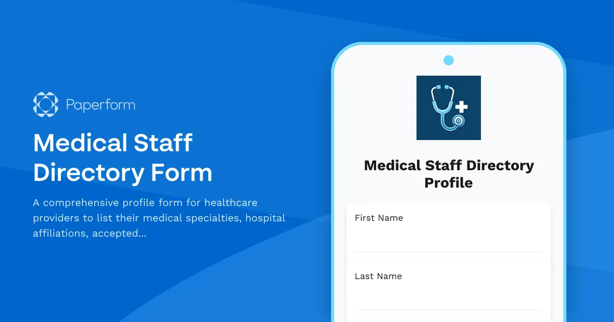 Medical Staff Directory Form